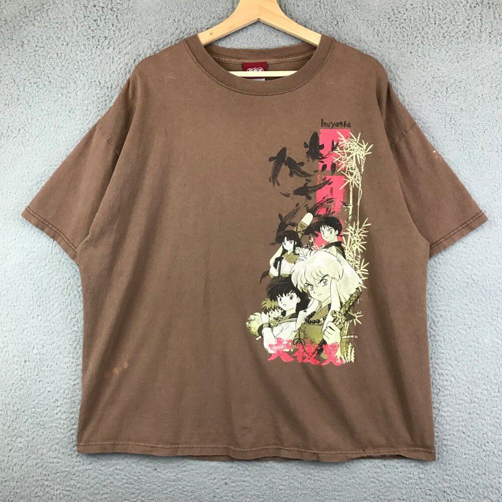 Vintage Inuyasha Shirt Men‎ XL Brown Tee Ñ Anime 2000 Y2K Adult T shirt